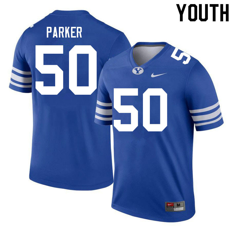 Youth #50 Burke Parker BYU Cougars College Football Jerseys Sale-Royal - Click Image to Close